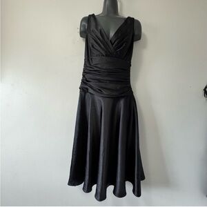 Dessy Collection Black Fit and Flare Midi Dress